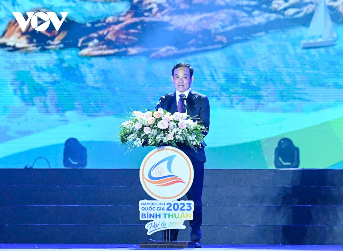 Phó Thủ tướng Trần Lưu Quang phát biểu tại Lễ Khai mạc Năm du lịch quốc gia 2023 với chủ đề “Bình Thuận - Hội tụ xanh”.